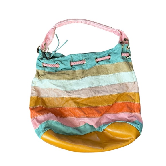 John Romaine Multi-Color Boho Bucket Shoulder Bag - Picture 2 of 12